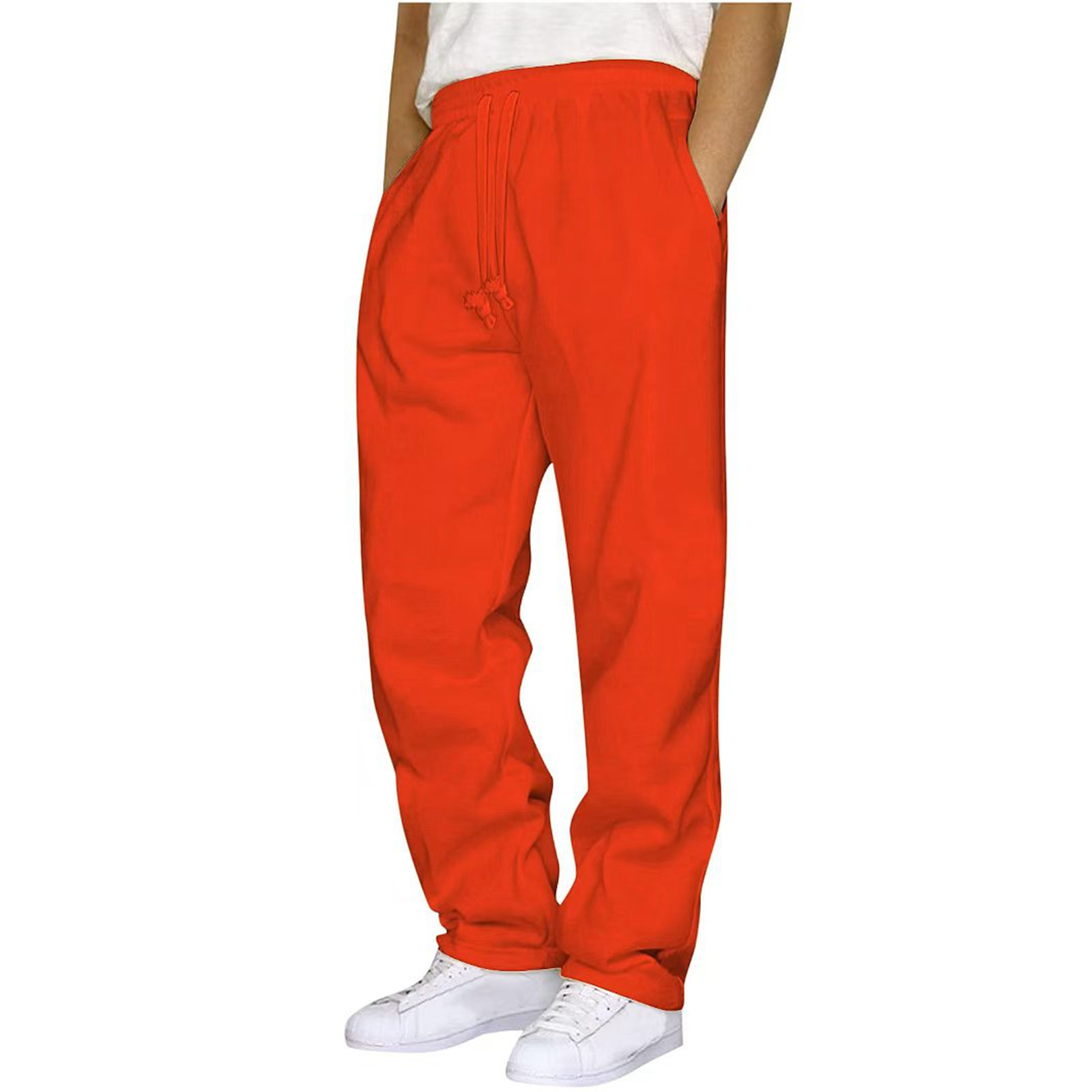 thumbnail image 2 of Pantalones deportivos casuales de hip hop para hombre - Pantalones de entrenamiento de color liso con cordones y bolsillos - Material tejido - Tallas S-XXXL, 2 of 5